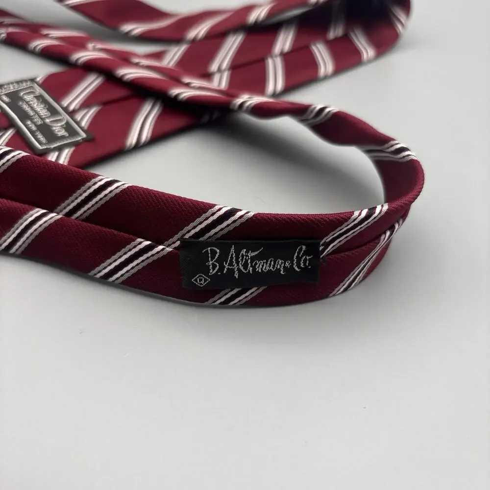Christian Dior Cravates Red Striped Necktie Vintage
